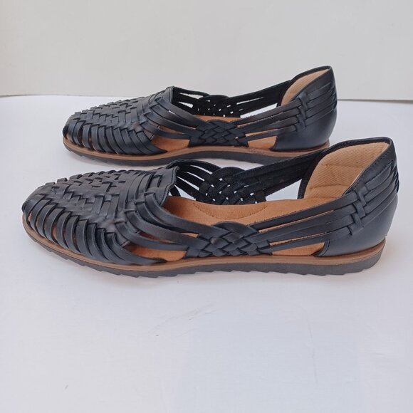 Eurosoft by Sofft Huaraches Shoes Black Leather Slip On Comfort Flat Womens 7.5 - Picture 7 of 14